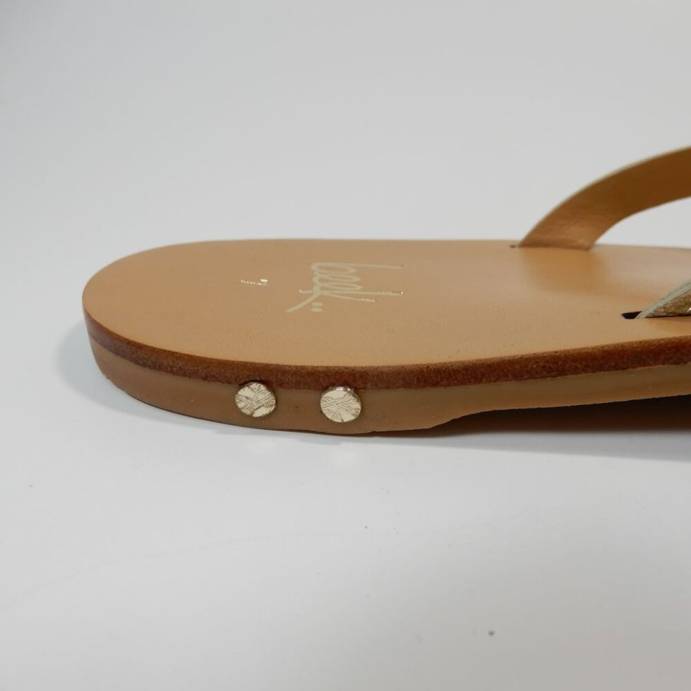 Beek Seabird Thong Flip Flop Slide SANDALS Size 7 Platinum Honey Leather NEW - Picture 12 of 14